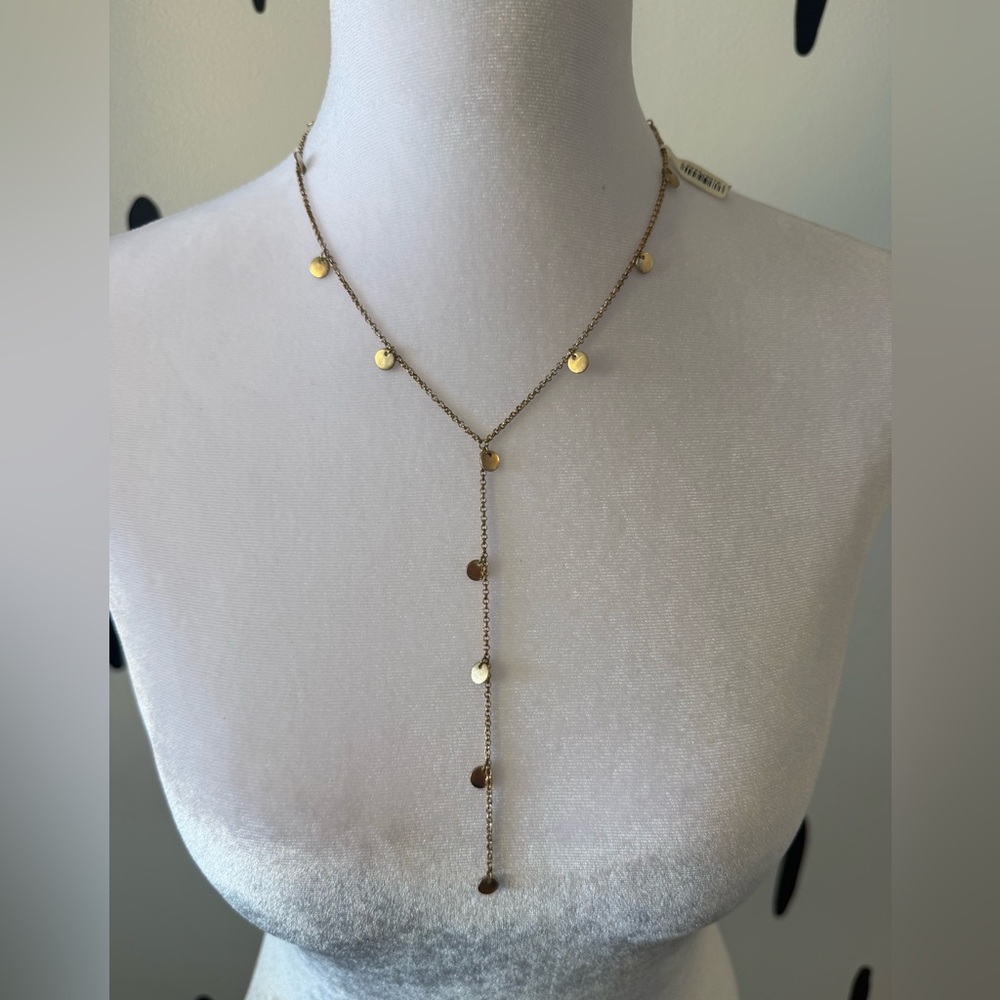 Ann Taylor Gold Disc Lariat Necklace - Elegant Women’s Jewelry